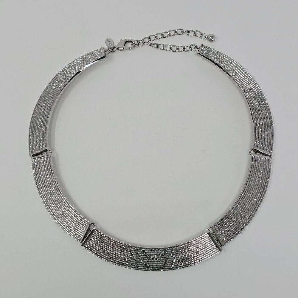 Chico’s Silver Tone Statement Collar Necklace Tex… - image 3